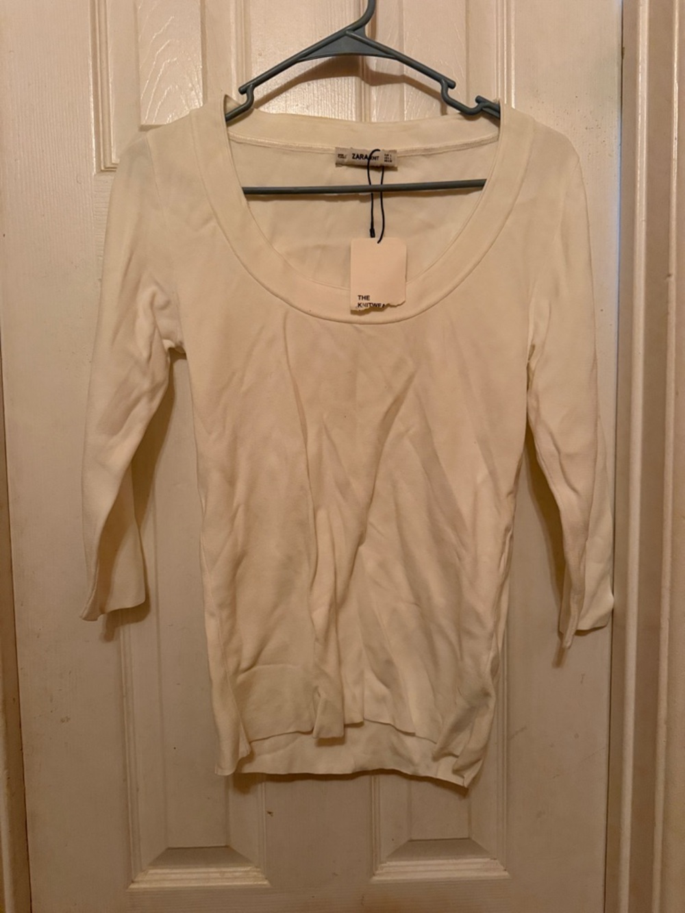 Zara Off-White Scoop Neck Lightweight Knit